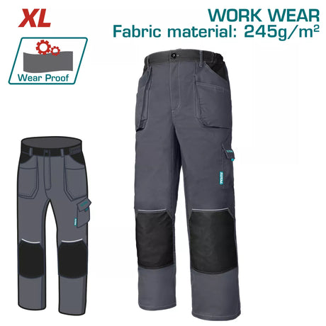 Echipamente de protectie, Pantaloni de lucru TOTAL marimea XL, material 245 g/mp, poliester si bumbac, buzunare multiple, insertii Oxford si elemente reflectorizante, 2, atomico.ro