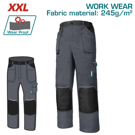 Echipamente de protectie, Pantaloni de lucru TOTAL marimea XXL, material 245 g/mp, poliester si bumbac, buzunare multiple, insertii Oxford si elemente reflectorizante, 2, atomico.ro
