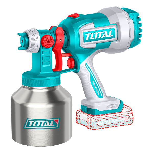 Pistol de vopsit TOTAL 20V Li-Ion, 800 ml (nu include acumulator), 1, atomico.ro