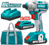 TOTAL - MASINA DE INSURUBAT CU IMPACT CU ACUMULATOR 20V-2.0AH LI-ION 2 ACUMULATORI -  HEX 1/4 