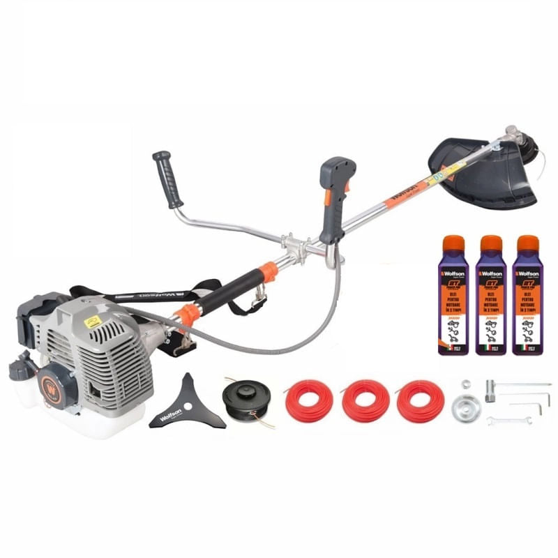 Motocoasa profesionala WOLFSON TRX-620, 2 CP, 52CC, 8 accesorii