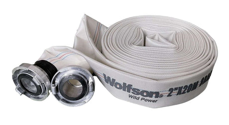 Wolfson, Furtun pompieri cu mufe cuplare metalice WOLFSON FPC-20, 2 toli, rola 20m,  50mm, 8 bari - resigilat, atomico.ro