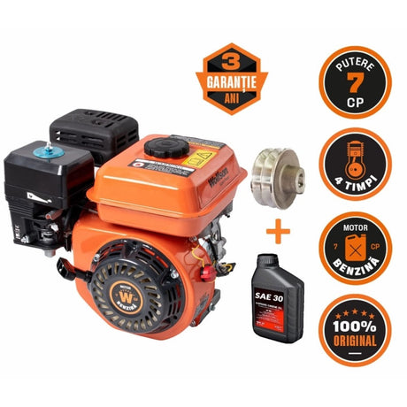 Scule si utilaje constructii, Motor benzina WOLFSON GTX-200, 7 CP, 4 Timpi, OHV 170F, ax cu pana 20mm, include fulie dubla + 1 ulei motor 0.6L 4T, 2, atomico.ro