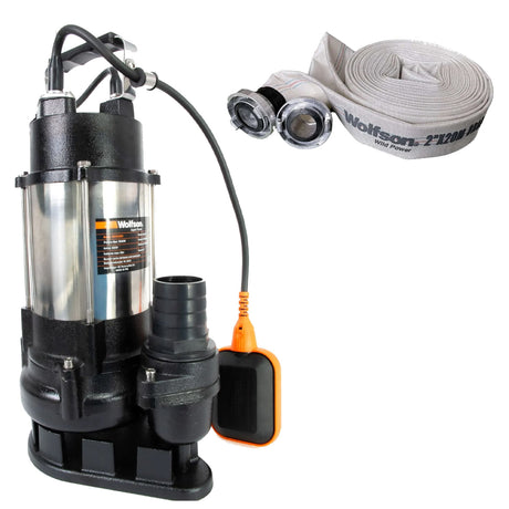 Pompe Submersibile Apa Murdara, Pompa submersibila apa murdara Wolfson DW-7500-F, 1500W, debit maxim 10000 l/h + Furtun pompieri, atomico.ro