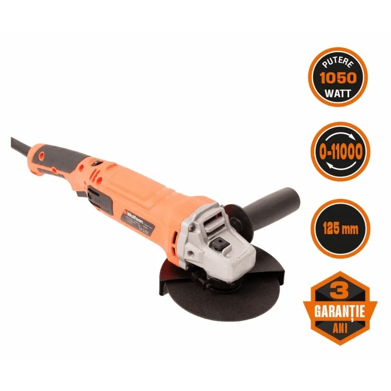Promo*Polizor unghiular cu variator Wolfson - 1050W, 125mm Contine disc debitat metale, 2, atomico.ro